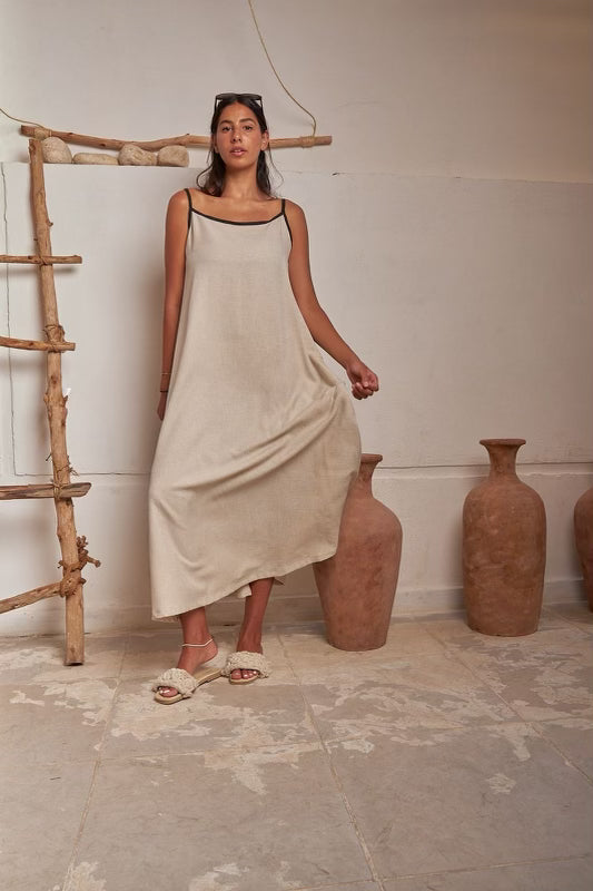 Linen dress- sand