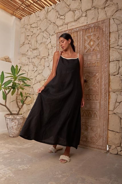 linen dress- black